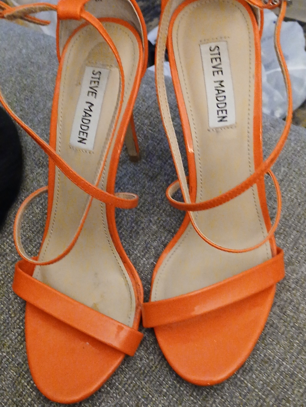 Steve Madden Orange Strappy Stiletto Sandals
